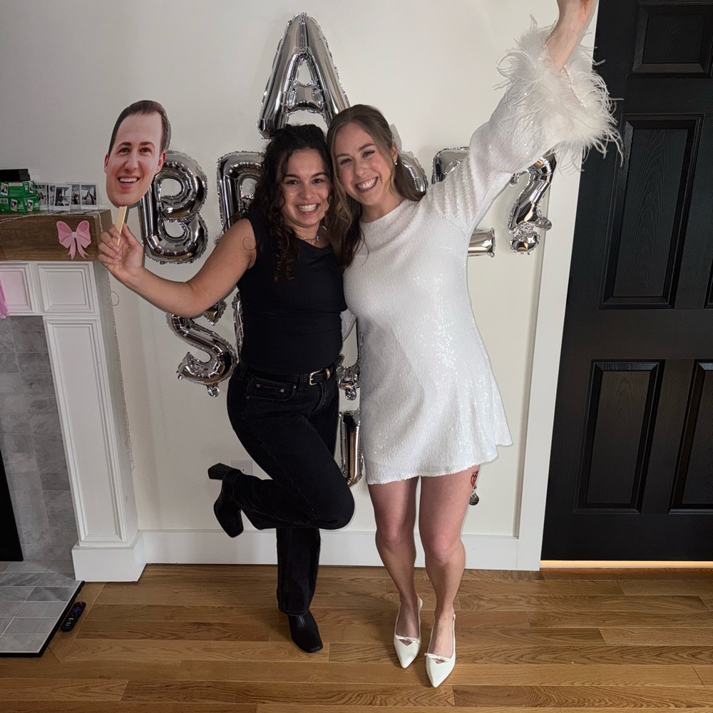 White Feathered Party Dress